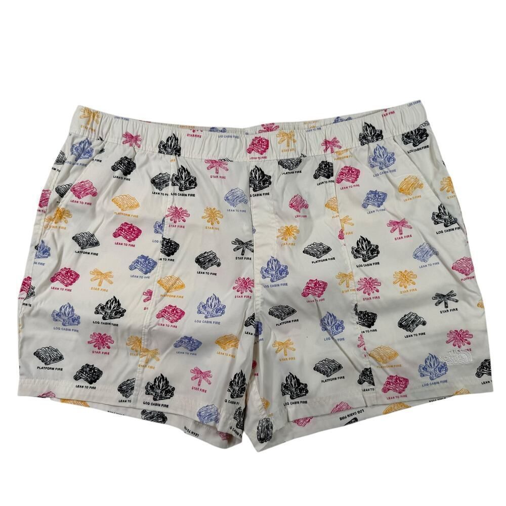 The North Face Mens 2XL White Campfire Print Board Shorts